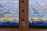 Blue Square Turkish Oushak Hand Knotted Wool Rug - 9' 0" X 9' 2" - Golden Nile