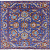 Blue Square Persian Tabriz Hand Knotted Wool Rug - 9' 1" X 9' 3" - Golden Nile