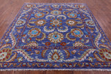 Blue Square Persian Tabriz Hand Knotted Wool Rug - 9' 1" X 9' 3" - Golden Nile