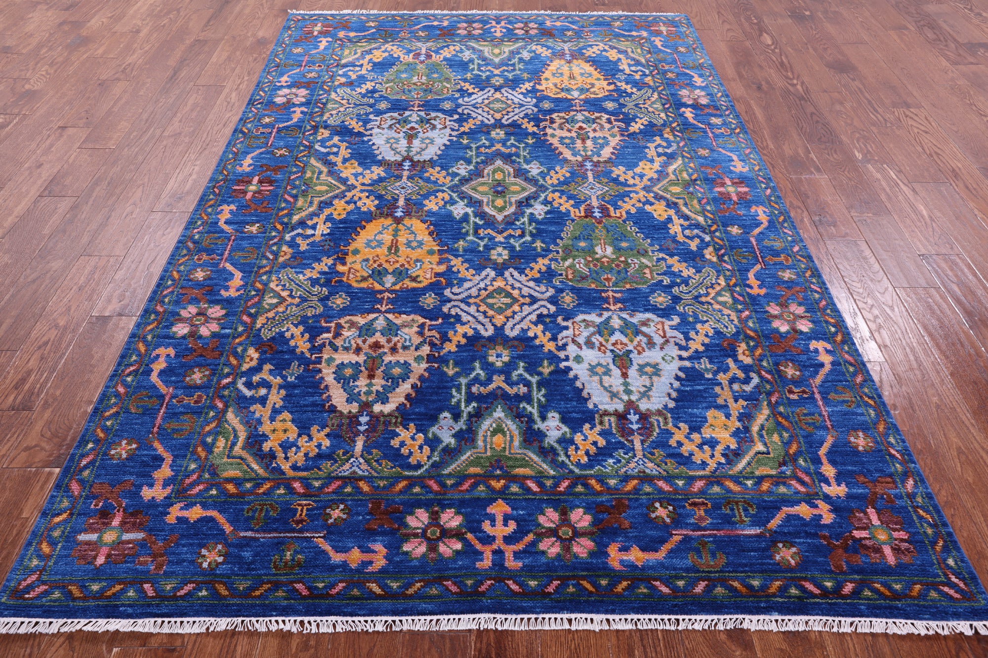 Blue Turkish Oushak Hand Knotted Wool Rug - 6' 0" X 9' 1" - Golden Nile