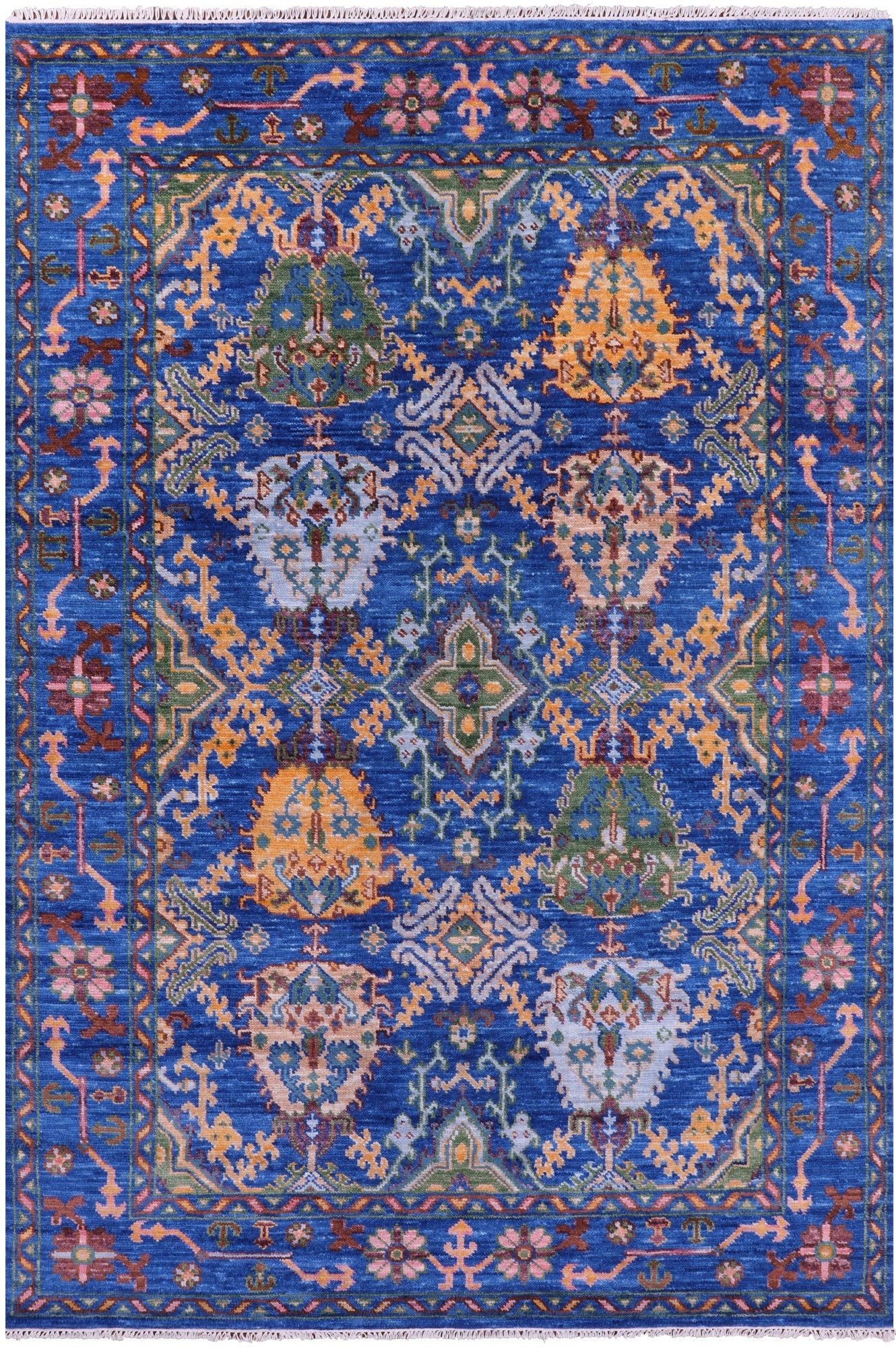 Blue Turkish Oushak Hand Knotted Wool Rug - 6' 0" X 9' 1" - Golden Nile