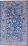 Blue Turkish Oushak Hand Knotted Wool Rug - 5' 0" X 8' 4" - Golden Nile