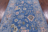 Blue Turkish Oushak Hand Knotted Wool Rug - 5' 0" X 8' 4" - Golden Nile