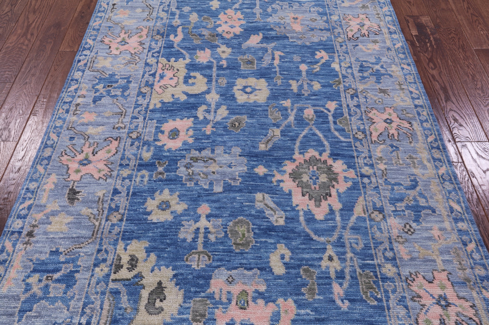 Blue Turkish Oushak Hand Knotted Wool Rug - 5' 0" X 8' 4" - Golden Nile