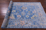 Blue Turkish Oushak Hand Knotted Wool Rug - 5' 0" X 8' 4" - Golden Nile