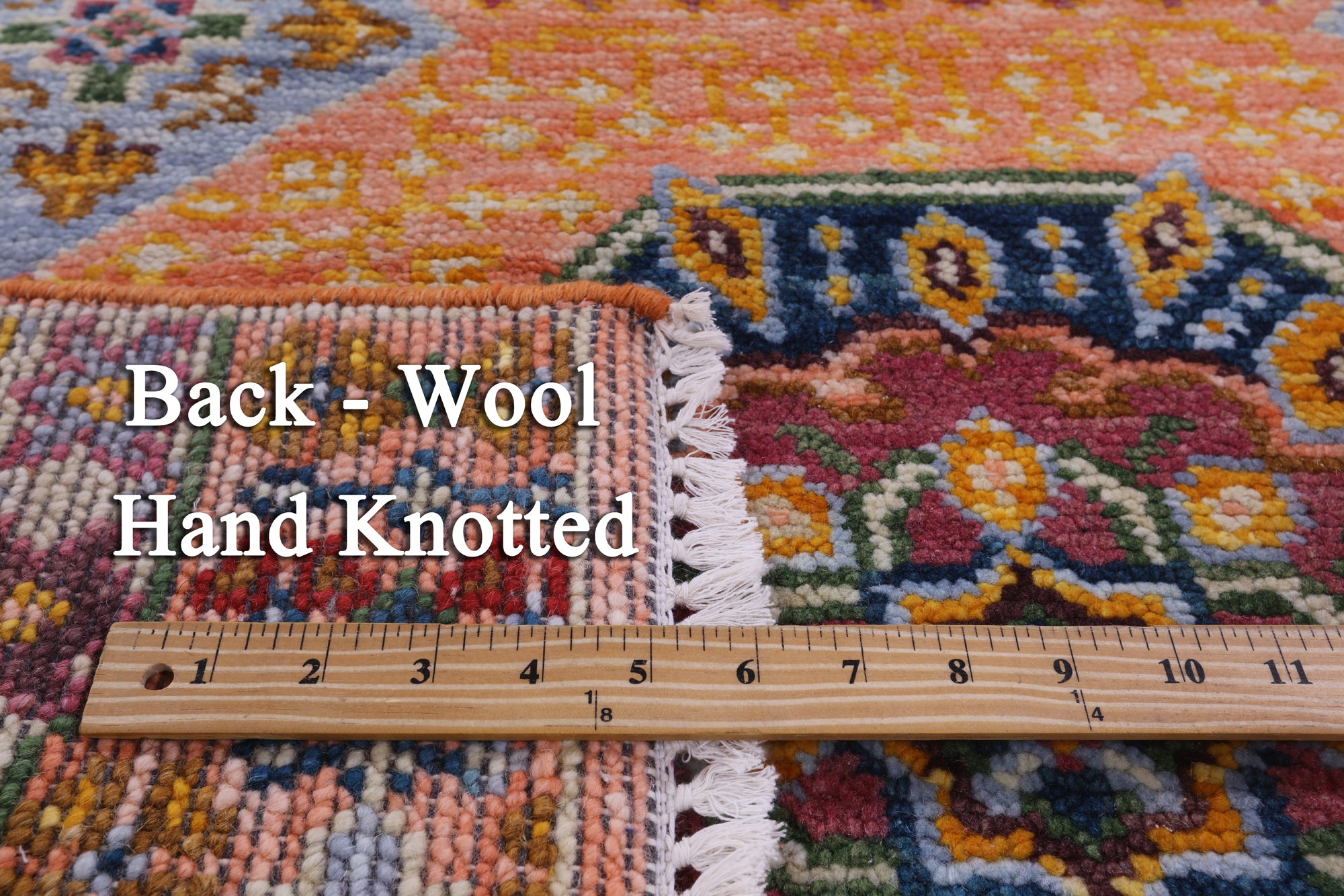 Orange Geometric Persian Mamluk Hand Knotted Wool Rug - 4' 1" X 6' 2" - Golden Nile