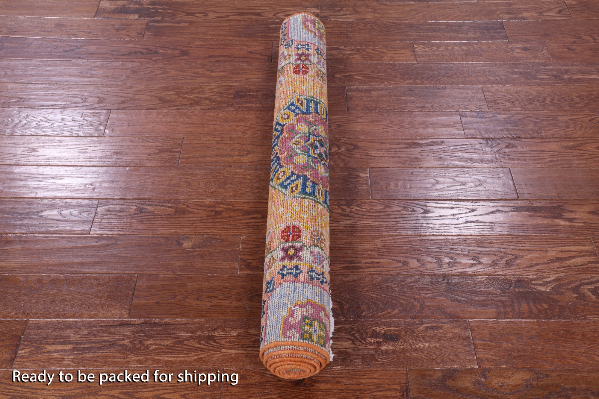 Orange Geometric Persian Mamluk Hand Knotted Wool Rug - 4' 1" X 6' 2" - Golden Nile