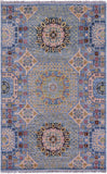 Blue Geometric Persian Mamluk Hand Knotted Wool Rug - 4' 1" X 6' 4" - Golden Nile