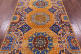 Orange Geometric Persian Mamluk Hand Knotted Wool Rug - 4' 1" X 6' 2" - Golden Nile