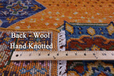 Orange Geometric Persian Mamluk Hand Knotted Wool Rug - 4' 1" X 6' 2" - Golden Nile