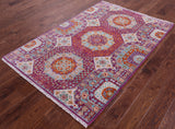 Geometric Persian Mamluk Hand Knotted Wool Rug - 4' 0" X 6' 2" - Golden Nile
