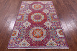 Geometric Persian Mamluk Hand Knotted Wool Rug - 4' 0" X 6' 2" - Golden Nile