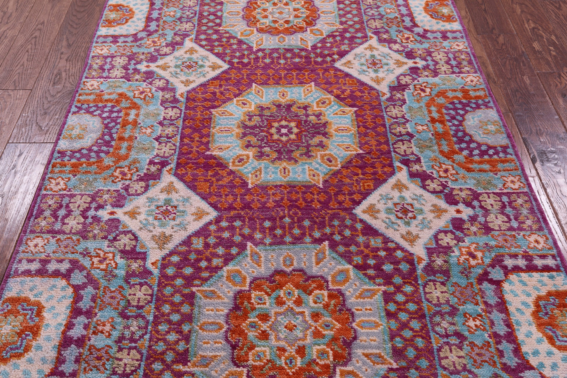 Geometric Persian Mamluk Hand Knotted Wool Rug - 4' 0" X 6' 2" - Golden Nile