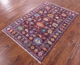Turkish Oushak Hand Knotted Wool Rug - 4' 0" X 5' 11" - Golden Nile