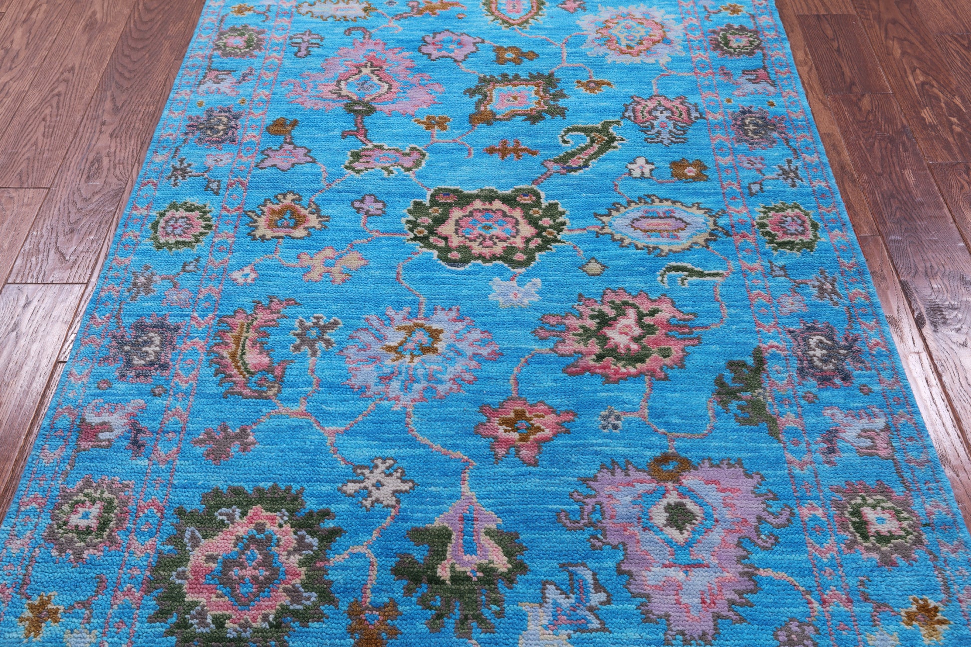 Blue Turkish Oushak Hand Knotted Wool Rug - 4' 0" X 6' 4" - Golden Nile