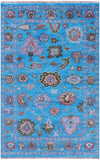 Blue Turkish Oushak Hand Knotted Wool Rug - 4' 0" X 6' 4" - Golden Nile