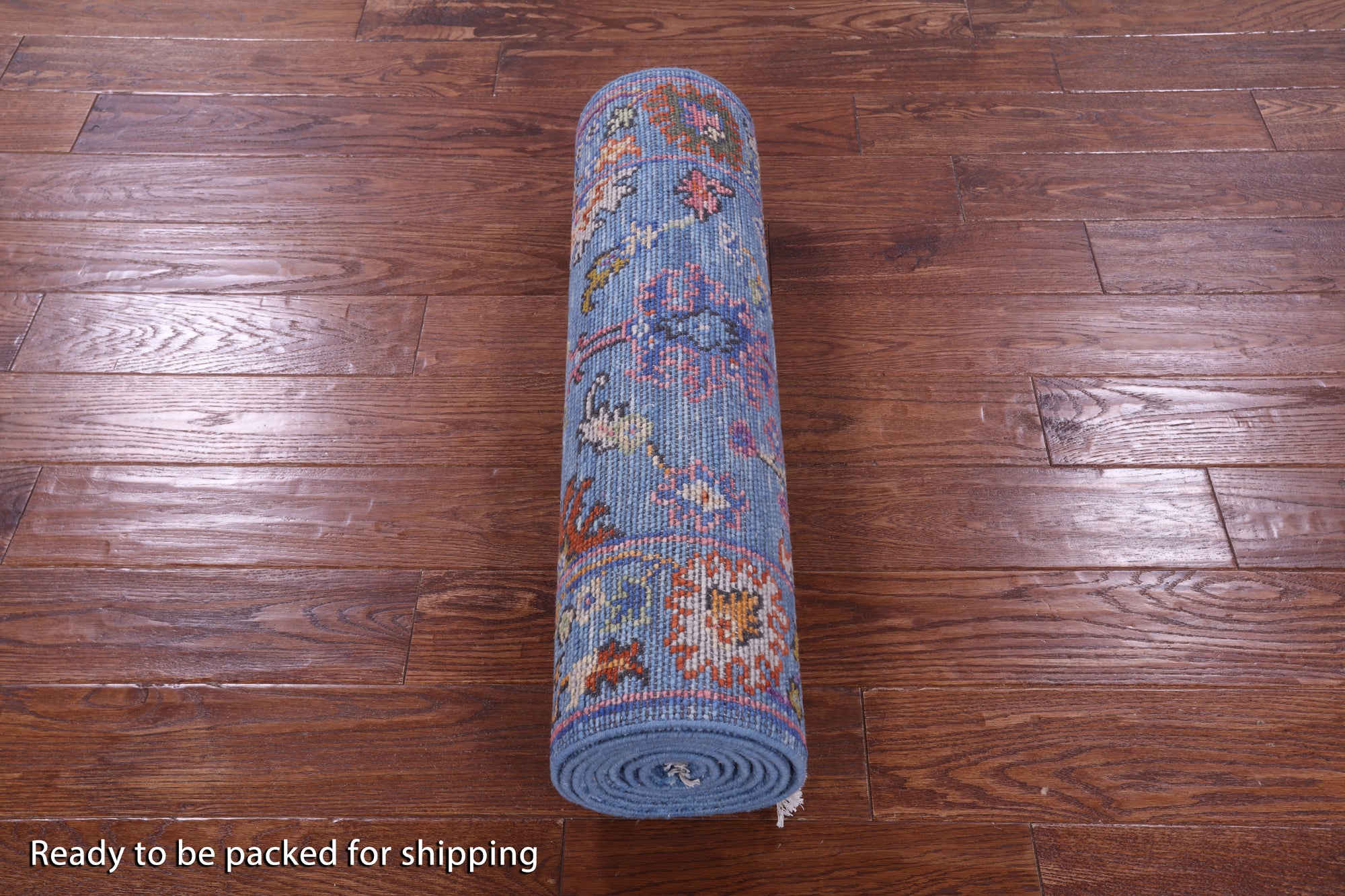 Blue Turkish Oushak Hand Knotted Wool Runner Rug - 2' 8" X 10' 5" - Golden Nile