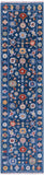 Blue Turkish Oushak Hand Knotted Wool Runner Rug - 2' 7" X 10' 2" - Golden Nile