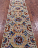Geometric Persian Mamluk Hand Knotted Wool Runner Rug - 2' 7" X 10' 2" - Golden Nile
