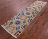 Geometric Persian Mamluk Hand Knotted Wool Runner Rug - 2' 7" X 10' 2" - Golden Nile