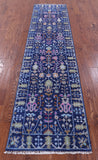 Blue Turkish Oushak Hand Knotted Wool Runner Rug - 2' 6" X 10' 0" - Golden Nile