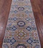 Geometric Persian Mamluk Hand Knotted Wool Runner Rug - 2' 7" X 10' 4" - Golden Nile