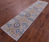 Geometric Persian Mamluk Hand Knotted Wool Runner Rug - 2' 7" X 10' 4" - Golden Nile
