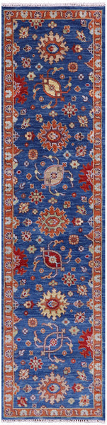 Blue Turkish Oushak Handmade Wool Runner Rug - 2' 6" X 10' 2" - Golden Nile
