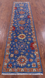 Blue Turkish Oushak Handmade Wool Runner Rug - 2' 6" X 10' 2" - Golden Nile