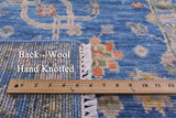Blue Turkish Oushak Hand Knotted Wool Runner Rug - 2' 6" X 12' 11" - Golden Nile