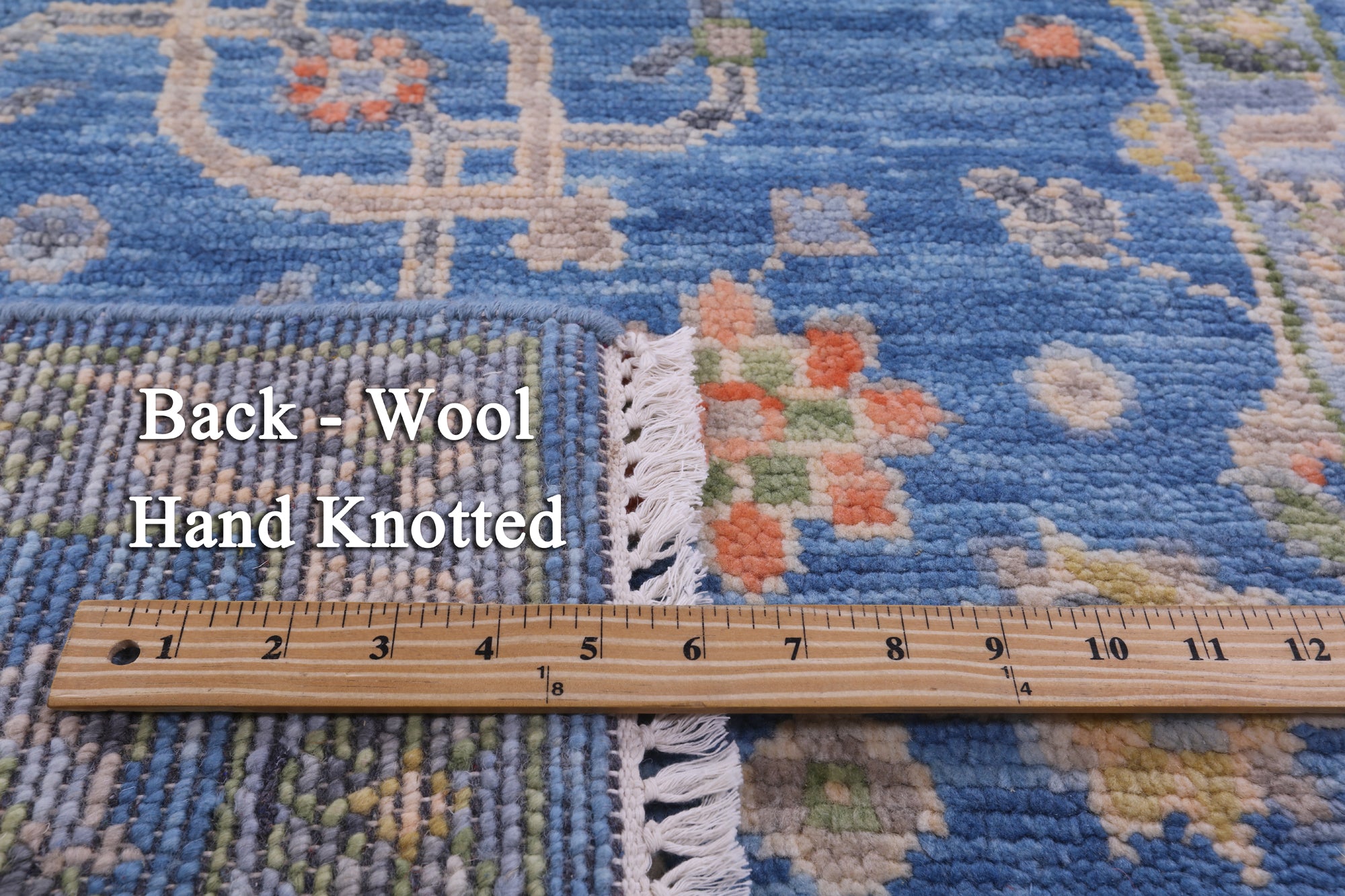 Blue Turkish Oushak Hand Knotted Wool Runner Rug - 2' 6" X 12' 11" - Golden Nile