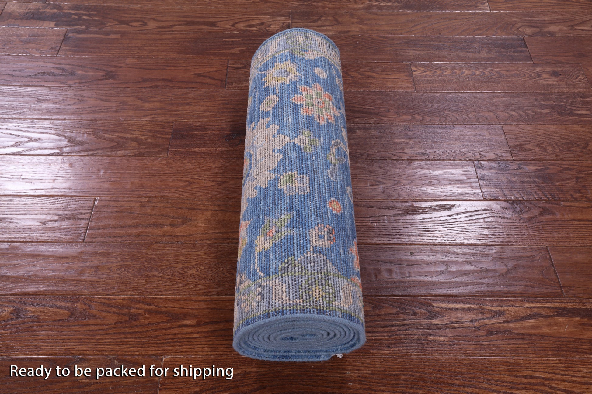 Blue Turkish Oushak Hand Knotted Wool Runner Rug - 2' 6" X 12' 11" - Golden Nile