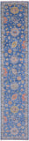 Blue Turkish Oushak Hand Knotted Wool Runner Rug - 2' 6" X 12' 11" - Golden Nile