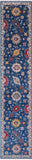 Blue Turkish Oushak Handmade Wool Runner Rug - 2' 7" X 12' 9" - Golden Nile