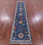 Blue Turkish Oushak Handmade Wool Runner Rug - 2' 7" X 12' 9" - Golden Nile