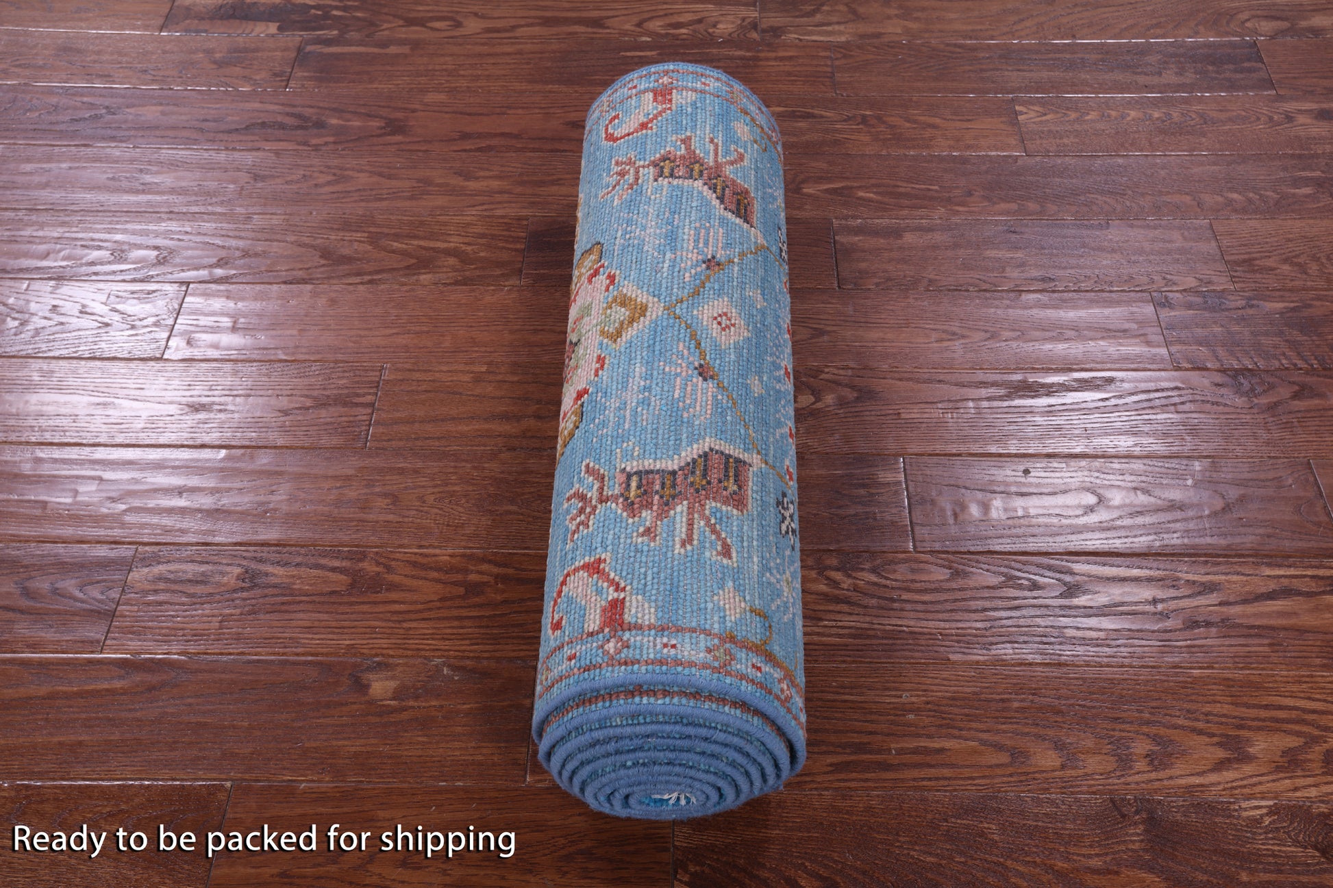 Blue Turkish Oushak Hand Knotted Wool Runner Rug - 2' 8" X 12' 0" - Golden Nile