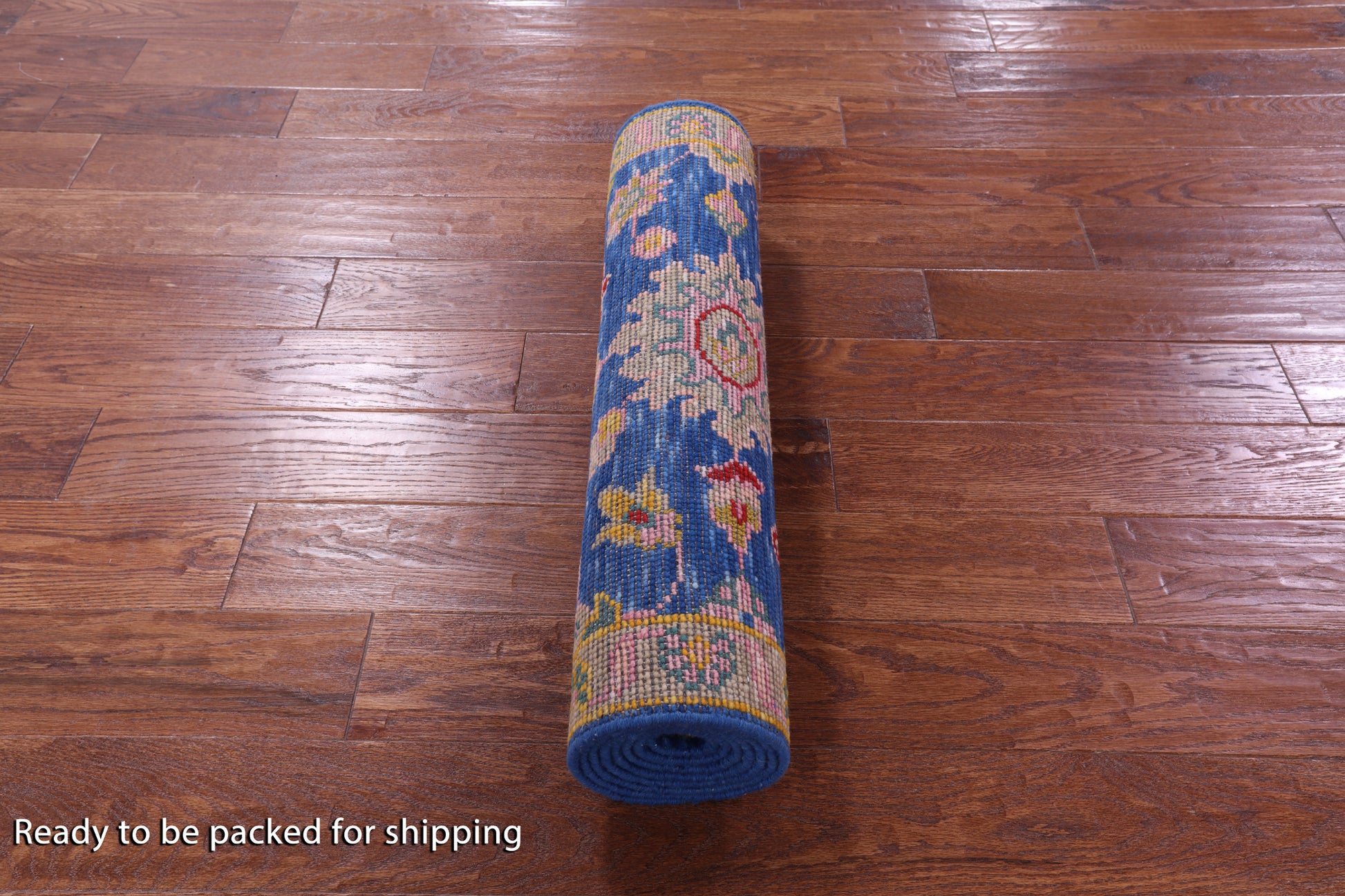 Blue Turkish Oushak Hand Knotted Wool Runner Rug - 2' 7" X 8' 4" - Golden Nile