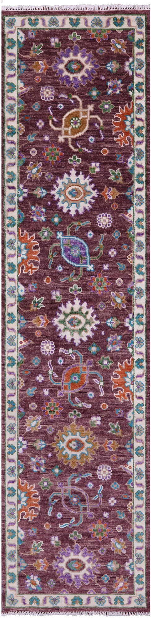 Turkish Oushak Hand Knotted Wool Runner Rug - 2' 7" X 10' 4" - Golden Nile