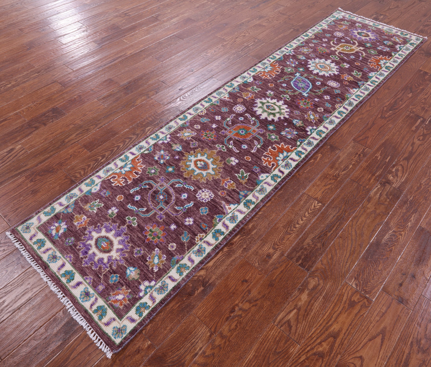 Turkish Oushak Hand Knotted Wool Runner Rug - 2' 7" X 10' 4" - Golden Nile