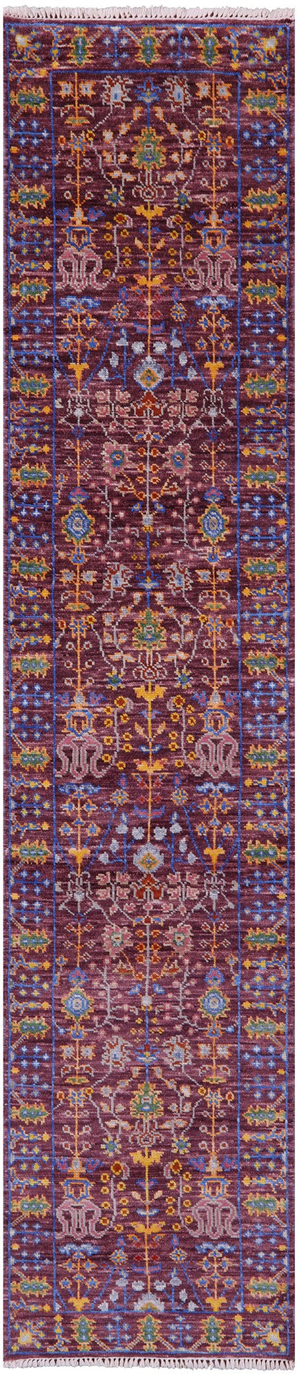 Turkish Oushak Handmade Wool Runner Rug - 2' 7" X 12' 2" - Golden Nile