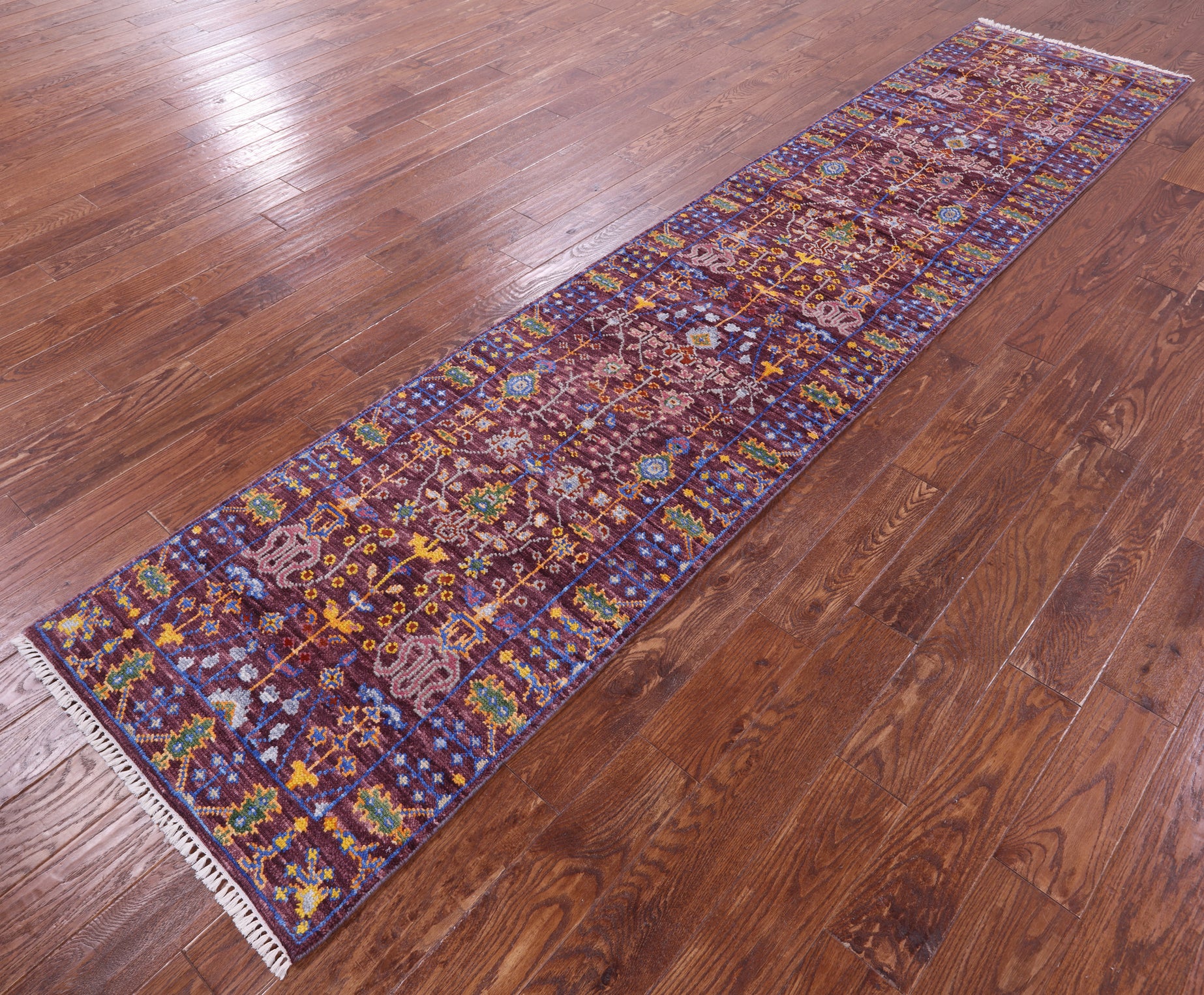 Turkish Oushak Handmade Wool Runner Rug - 2' 7" X 12' 2" - Golden Nile