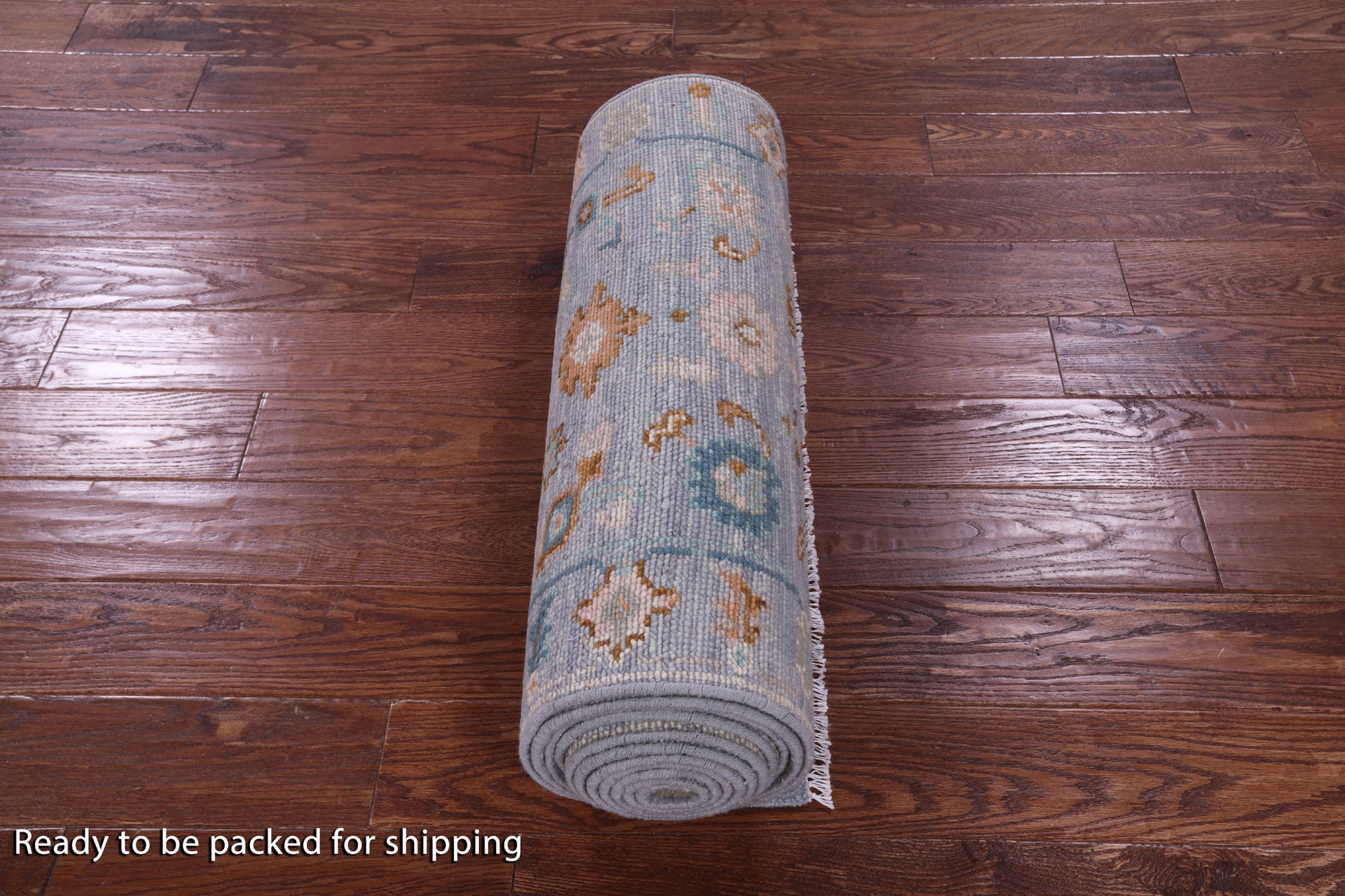 Blue Turkish Oushak Hand Knotted Wool Runner Rug - 2' 7" X 15' 11" - Golden Nile