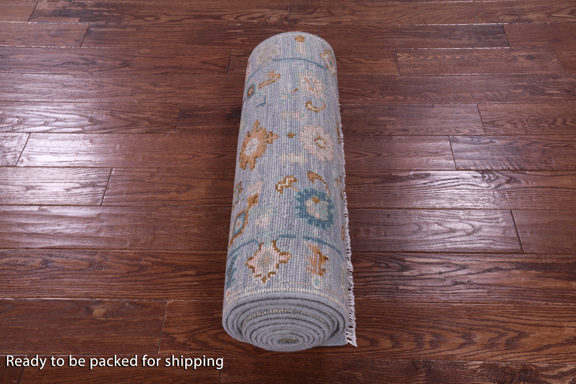 Blue Turkish Oushak Hand Knotted Wool Runner Rug - 2' 7" X 15' 11" - Golden Nile