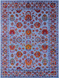 Blue Persian Hand Knotted Wool & Silk Rug - 9' 2" X 12' 3" - Golden Nile