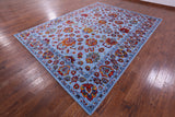 Blue Persian Hand Knotted Wool & Silk Rug - 9' 2" X 12' 3" - Golden Nile