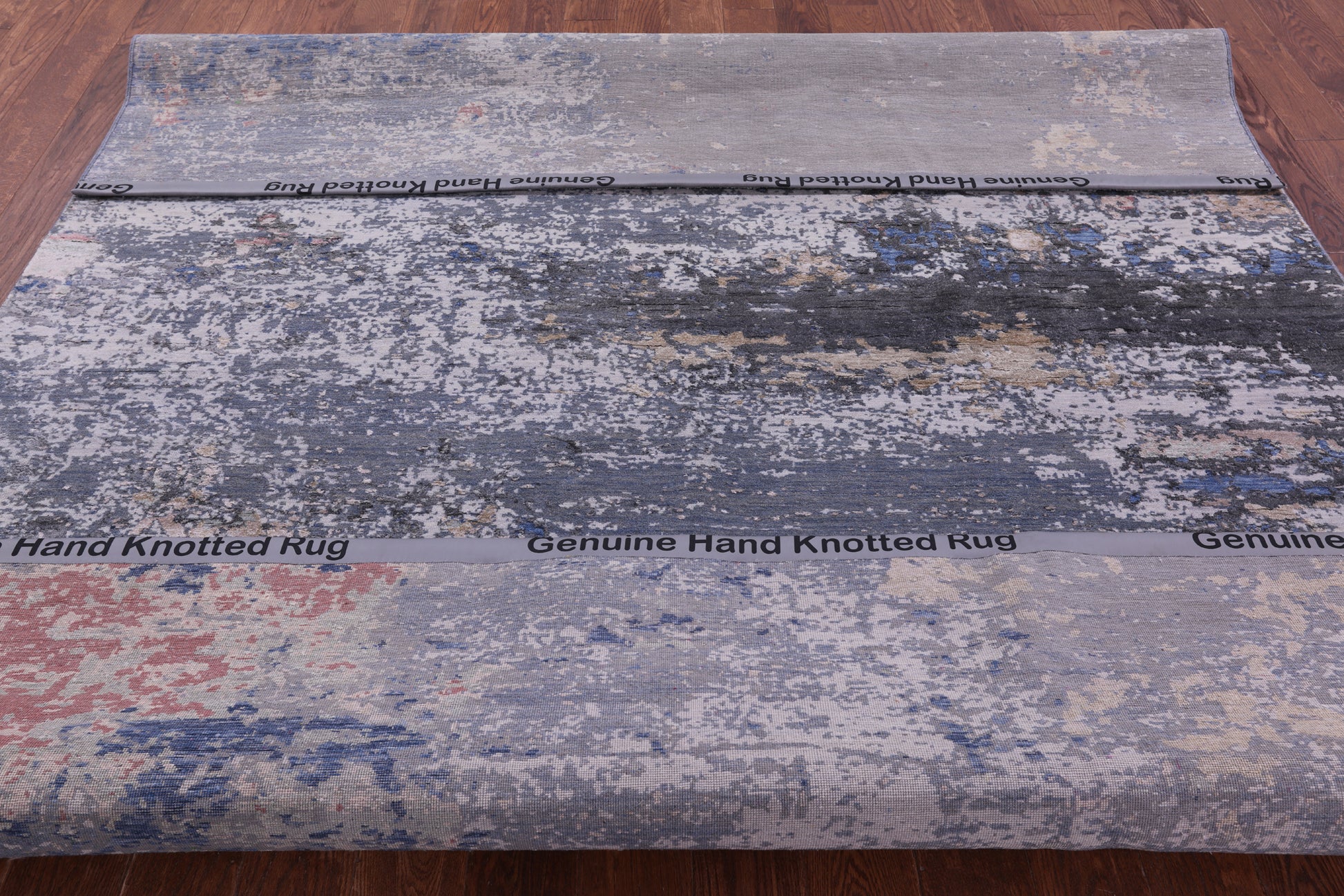 Abstract Contemporary Hand Knotted Wool & Silk Rug - 7' 8" X 9' 10" - Golden Nile
