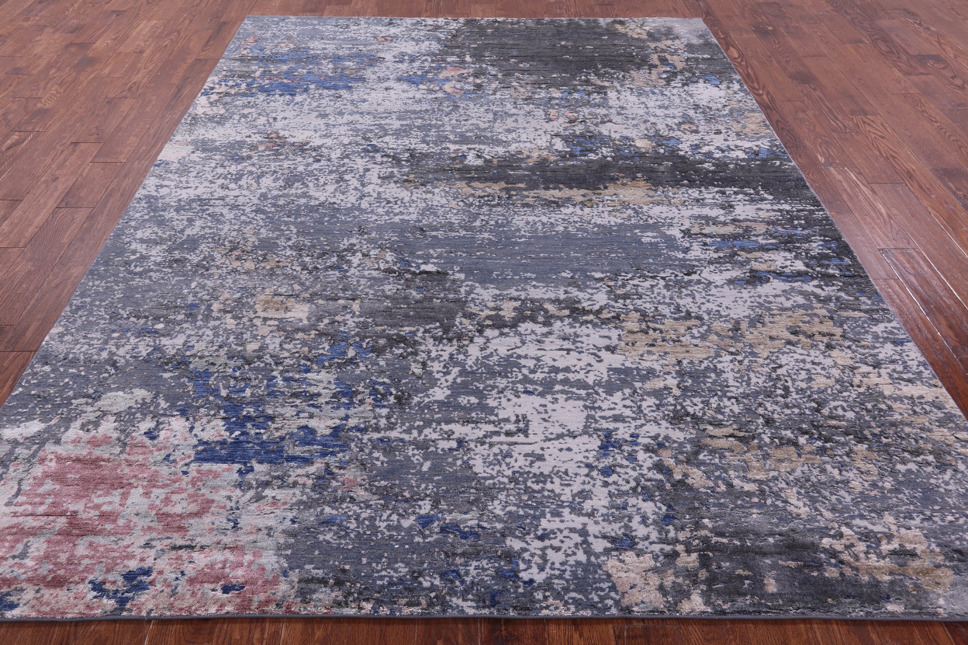 Abstract Contemporary Hand Knotted Wool & Silk Rug - 7' 8" X 9' 10" - Golden Nile