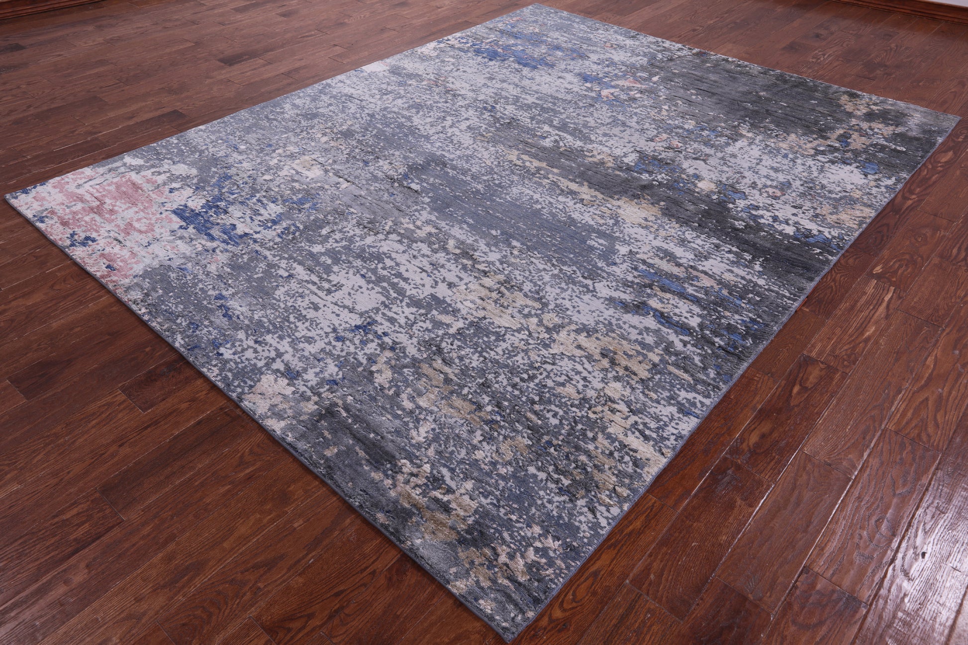 Abstract Contemporary Hand Knotted Wool & Silk Rug - 7' 8" X 9' 10" - Golden Nile