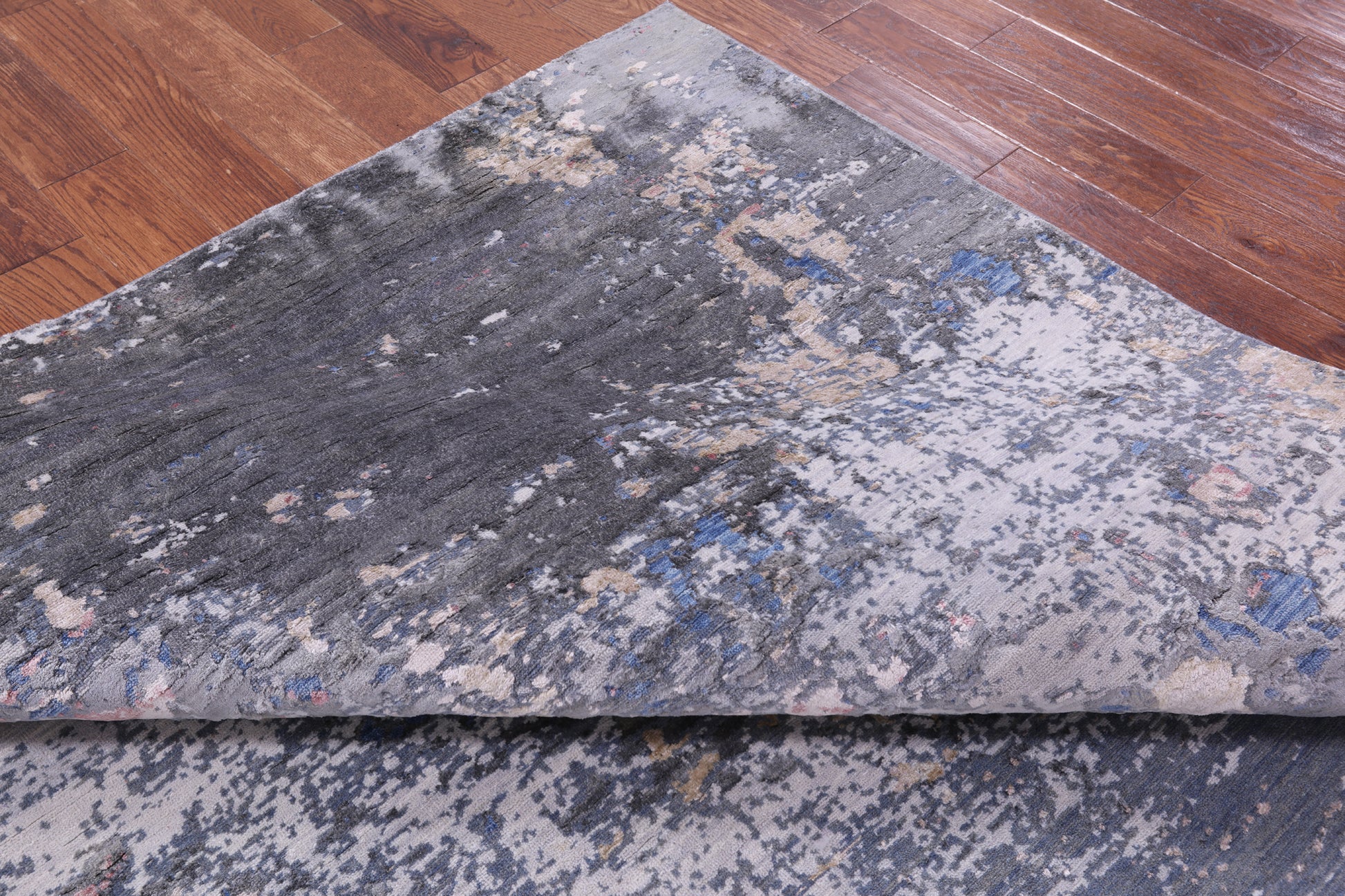 Abstract Contemporary Hand Knotted Wool & Silk Rug - 7' 8" X 9' 10" - Golden Nile