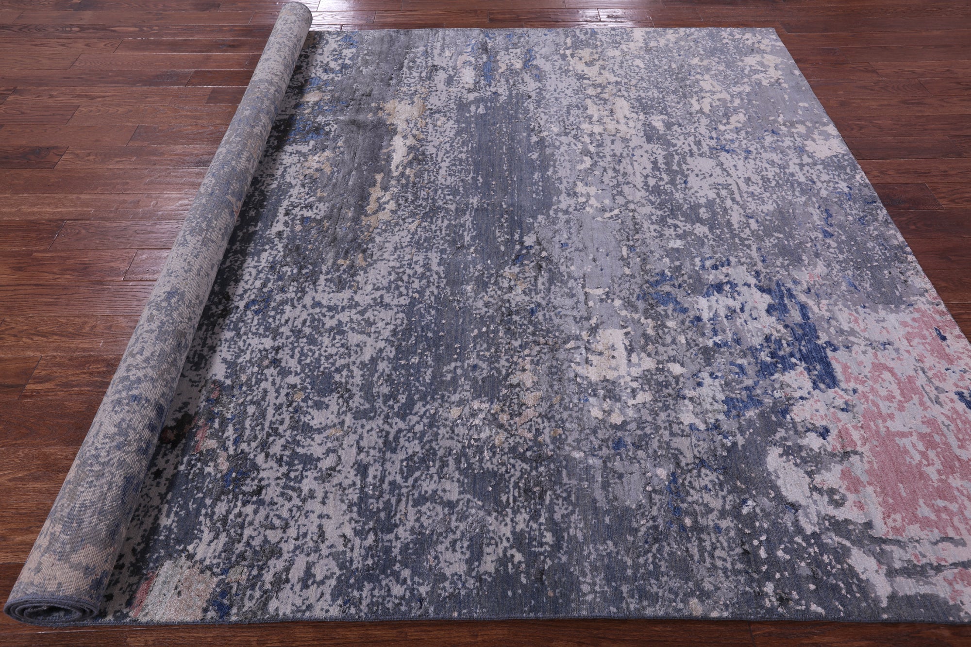 Abstract Contemporary Hand Knotted Wool & Silk Rug - 7' 8" X 9' 10" - Golden Nile